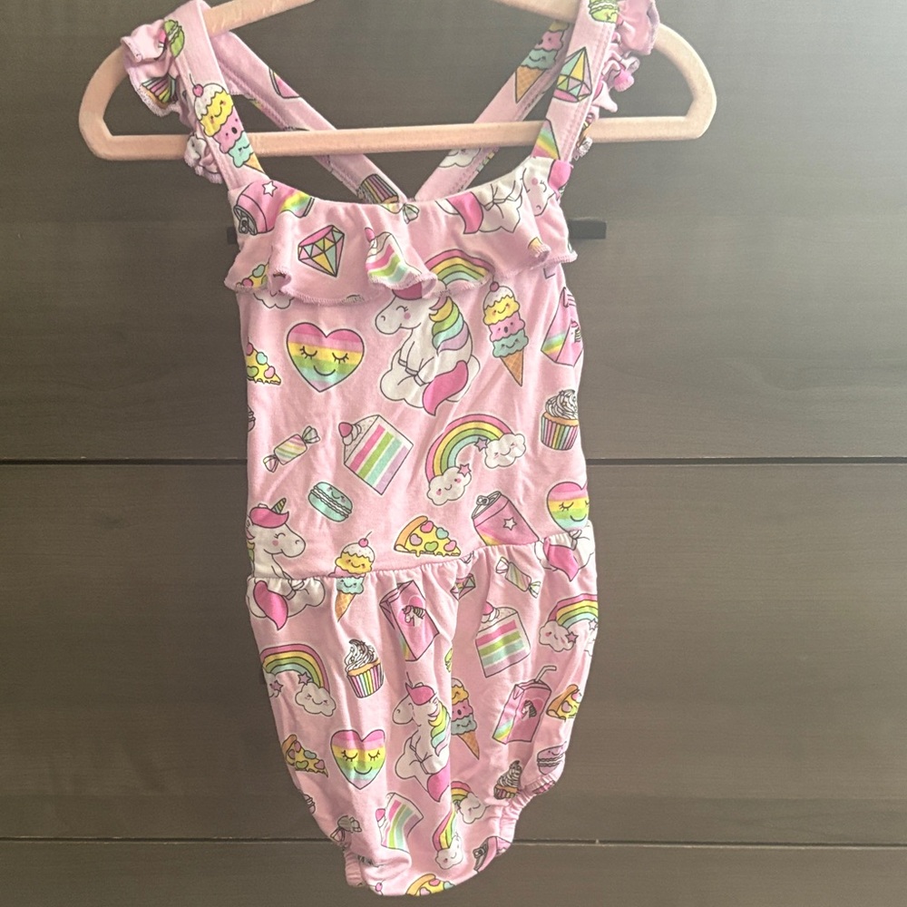 Little Bum Bums Pink Unicorn & Rainbow Bubble Romper